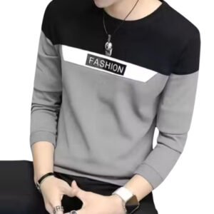 Men’s Round Neck Colourblocked Cotton Blend T-Shirt