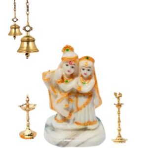 Radha Krishna Marble Dust Idol – Polyresin Showpiece by Cugona