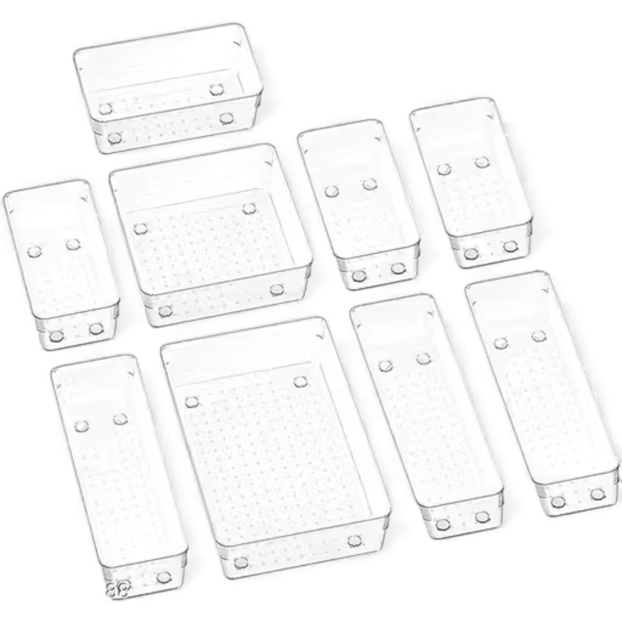 Topinon Acrylic Desk Drawer Organizer (Pack of 9)