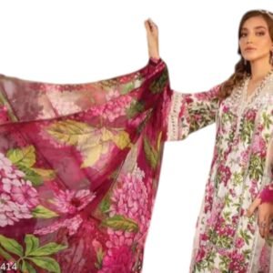 Pakistani Kurta Set for Women Cotton Embroidered Unstitched Suit