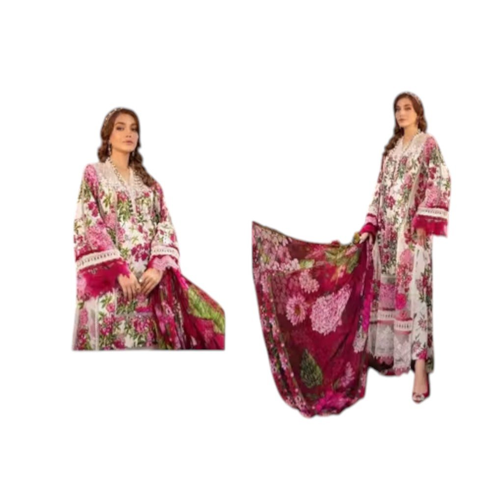 Pakistani Kurta Set for Women Cotton Embroidered Unstitched Suit - Image 2