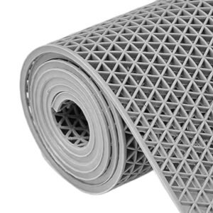 Grey architectural style layout of anti skid mat placed on modern bathroom floor showing safety grip texture in Indian home setting