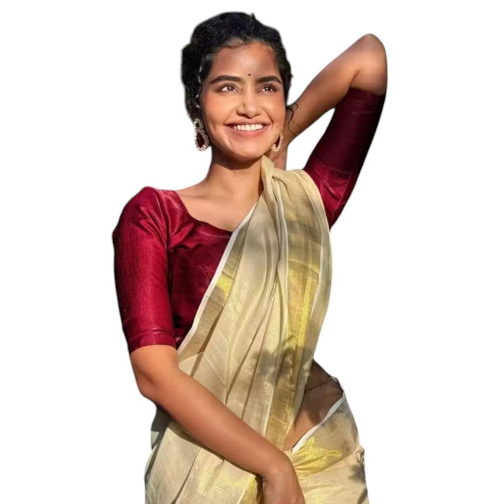 Kerala Style Gold Tissue Cotton Kasavu Saree with Classic Zari Border - Image 2