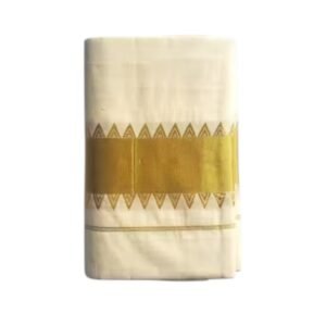 Kerala Kasavu Saree in Cotton with Traditional Golden Temple Border
