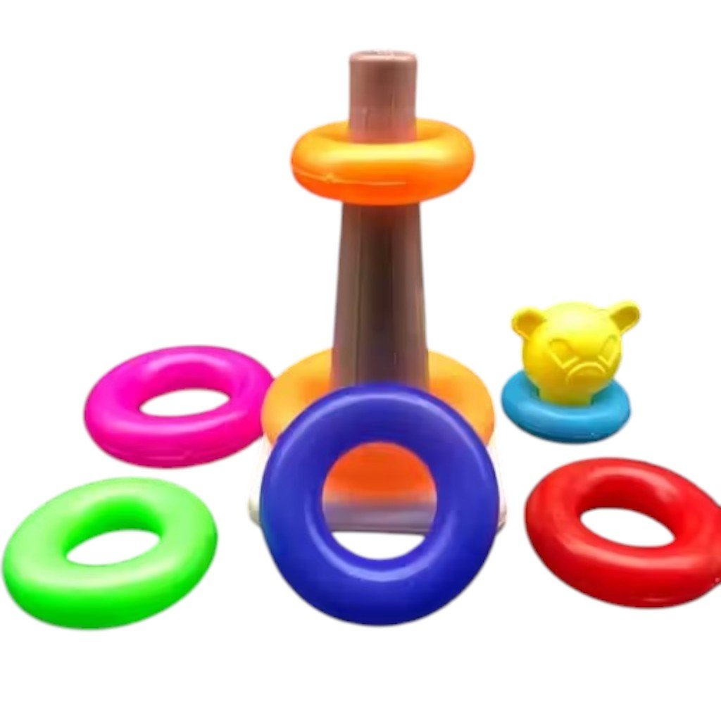 Colourful Circle Stacking Toy Pyramid – 7 Ring Kids Learning Toy - Image 3