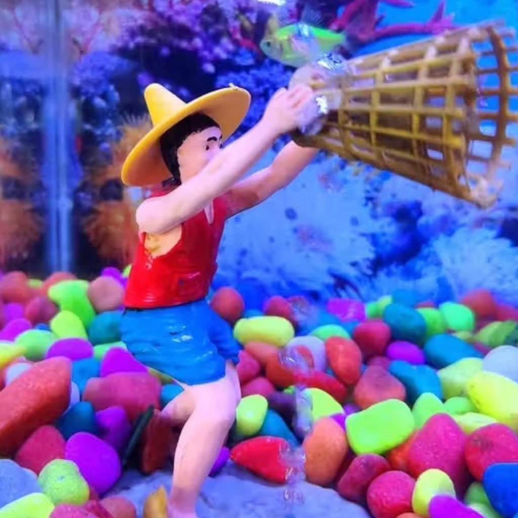 Fish Tank Toys Fisherman Bubble Aquarium Decoration - Image 2