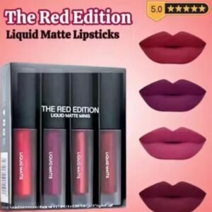 Mini 4-in-1 Liquid Lipstick Set – Long Lasting with Lip Gloss
