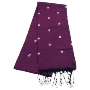 Shiuli Purple Khadi Embroidered Floral Saree with Cotton Blouse