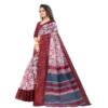 Trending White Floral Cotton Saree with Purple Blouse