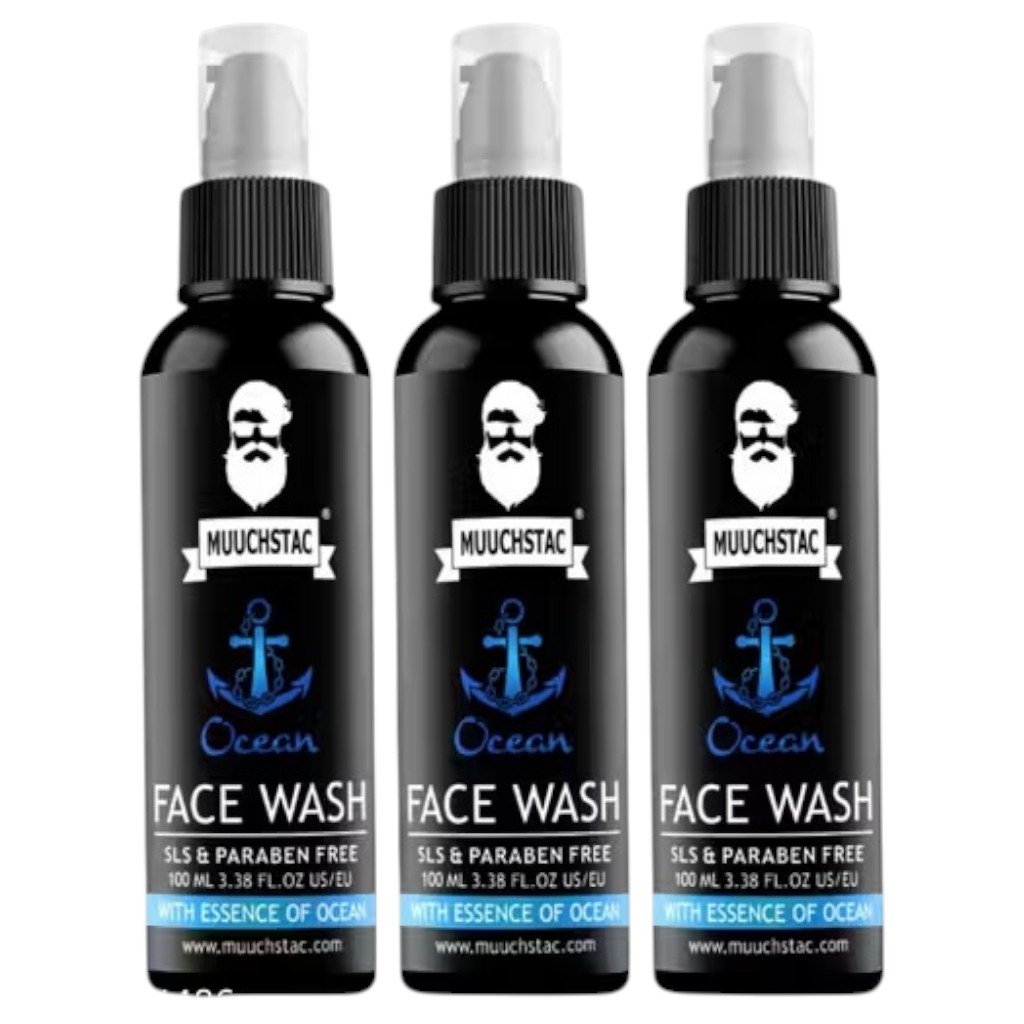 mustache ocean face wash for men oil control acne care pack of 3
