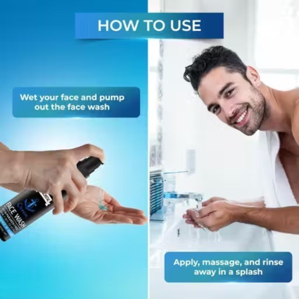 Mustache Ocean Face Wash for Men – Oil Control Pack of 3 - Image 4