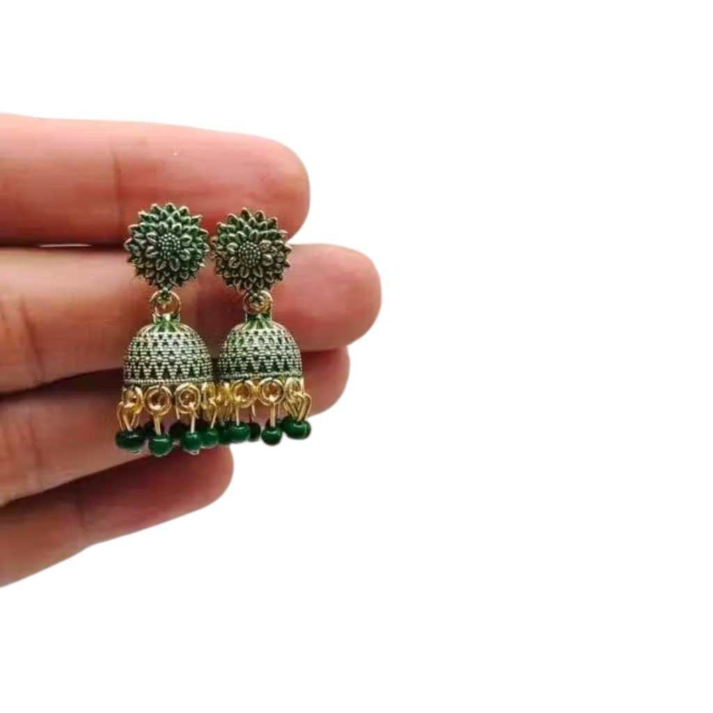 Oxidised Gold Jhumka Earrings Set – 12 Colour Combo - Image 3