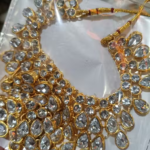 Women's Gold Plated Polki Jewellery Set with Necklace, Earrings & Maangtika photo review