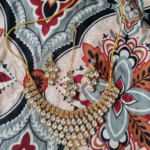 Women's Gold Plated Polki Jewellery Set with Necklace, Earrings & Maangtika photo review