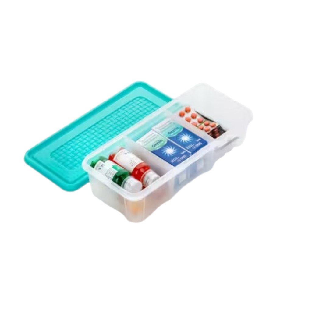 Combo Pack of 2 Three-Layer Medicine Storage Organizer Boxes with Handle – Multipurpose First Aid & Utility Storage (Blue & Green) - Image 3