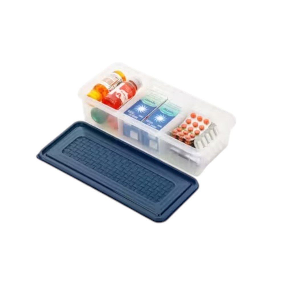 Combo Pack of 2 Three-Layer Medicine Storage Organizer Boxes with Handle – Multipurpose First Aid & Utility Storage (Blue & Green) - Image 2