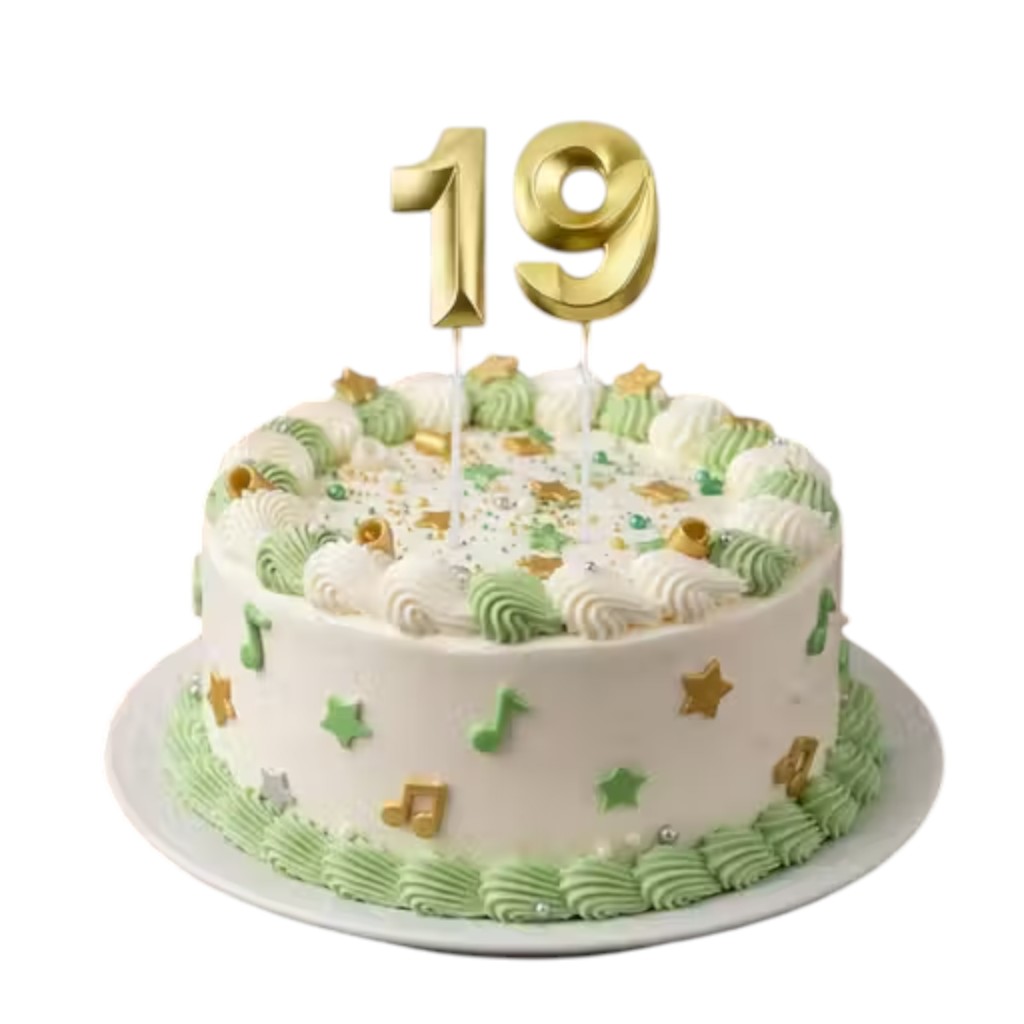 Gold Number 19 Birthday Candle – Metallic 3D Cake Topper - Image 4